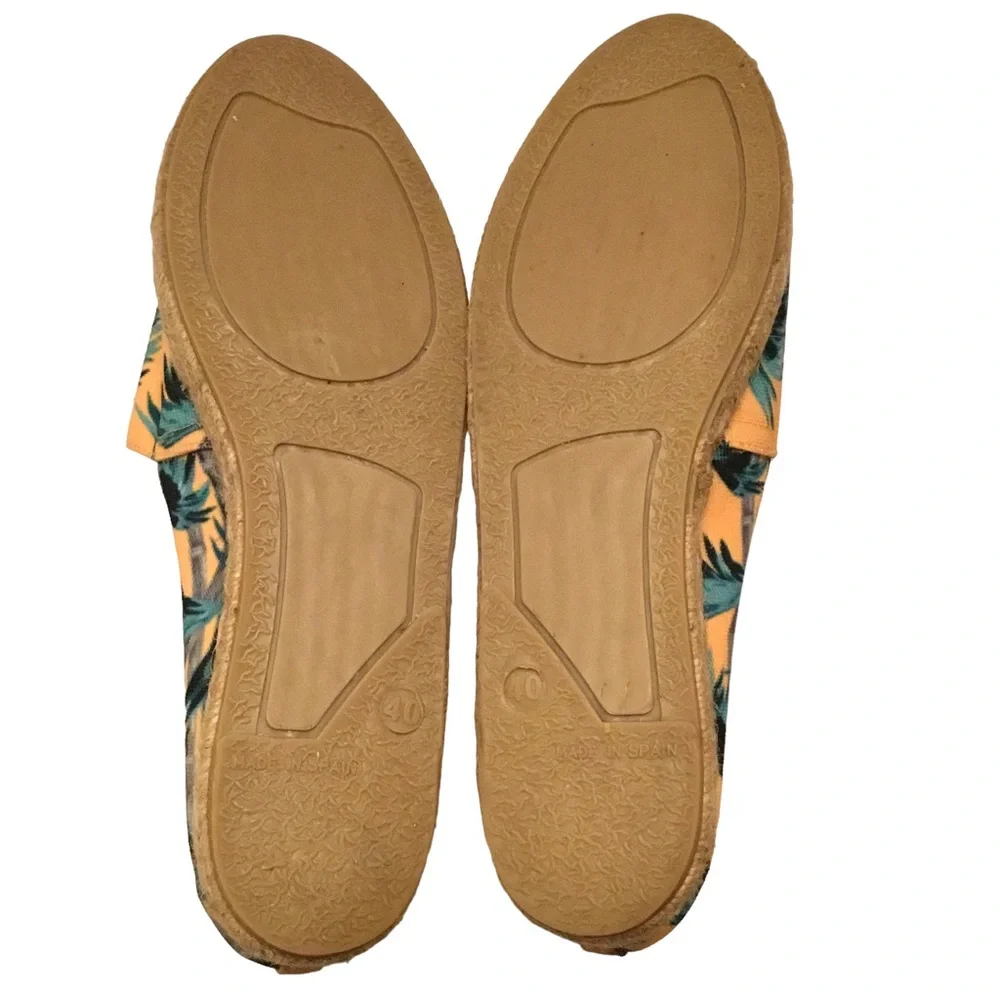Mara & Mine Palm Print Espadrille Flats Canvas Slip-On Shoes Sz: EU 40/US 9.5-10